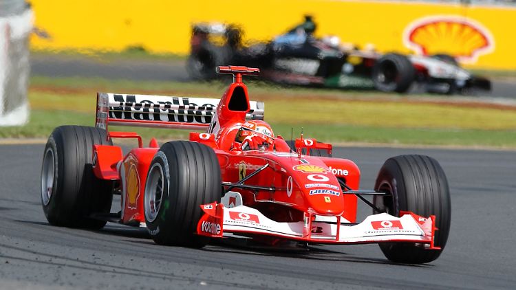 Laut "Daily Mail" rund zehn Millionen Pfund (12 Millionen Euro) wert: der legendäre Ferrari F2002, mit dem Michael Schumacher zum fünften WM-Titel fuhr.