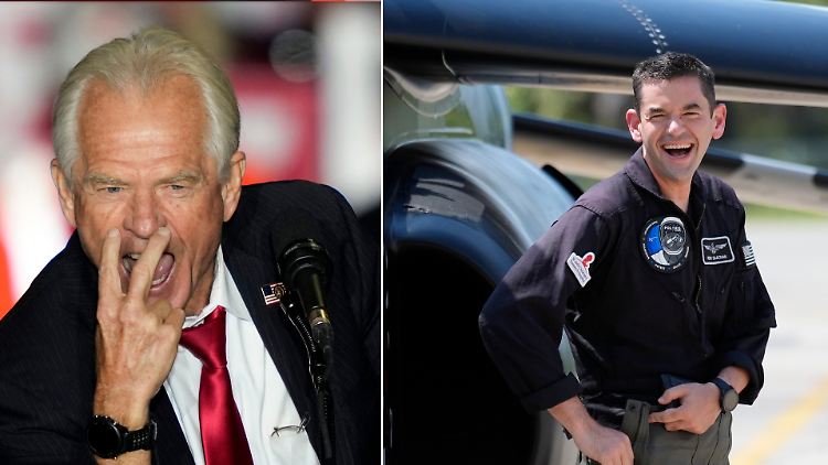 Peter Navarro (l.) und Jared Isaacman (r.) sollen Teil von Trumps Regierungsmannschaft werden. 