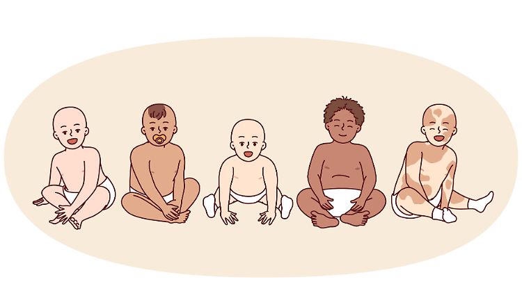Babies in Windeln, in einer Illustration.