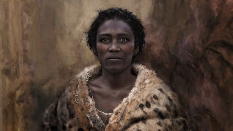 Illustration einer Frau aus Zlatý kůň, die zur gleichen Bevölkerung wie die Ranis-Individuen gehörte und mit zwei von ihnen eng verwandt war.