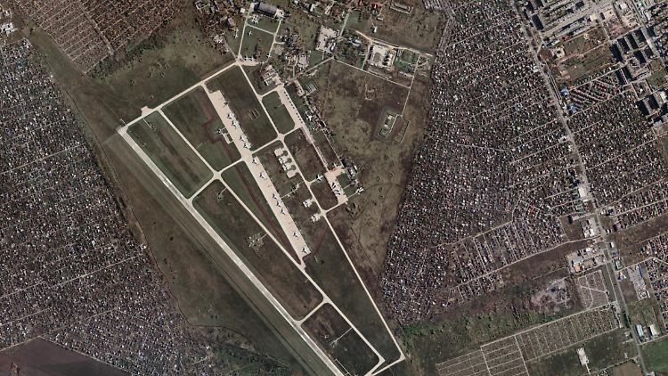 Der Luftwaffenstützpunkt in Taganrog von oben.