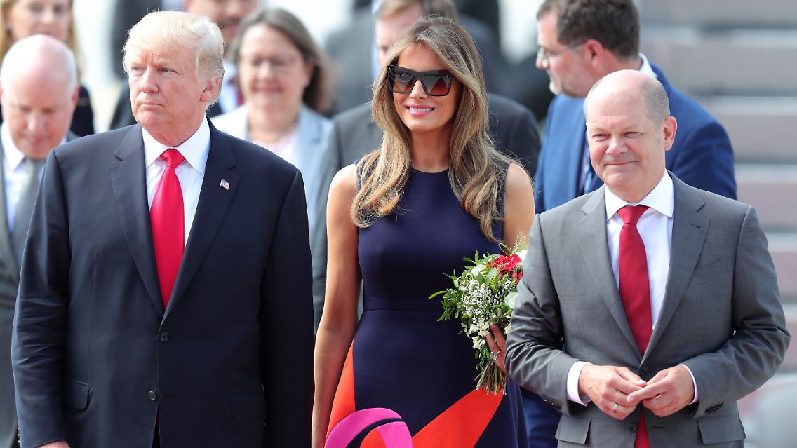 Scholz begrüßte Trump bei seiner Ankunft zum G20-Gipfel in Hamburg am Flughafen.