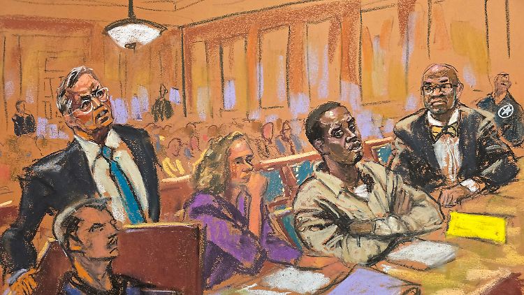 So sieht der Gerichtszeichner Sean "Diddy" Combs bei einer Anhörung Ende November. 