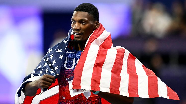 Fred Kerley nach dem 100-Meter-Finale von Paris.