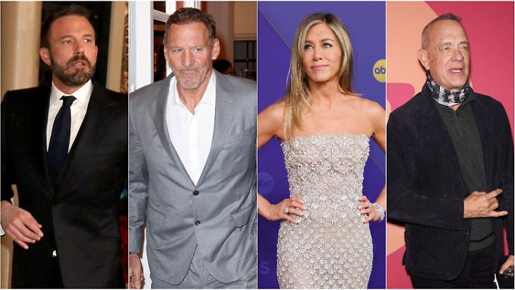 Ben Affleck, Ralf Moeller, Jennifer Aniston und Tom Hanks (v.l.n.r.) sind vom Feuer-Inferno in Südkalifornien betroffen.