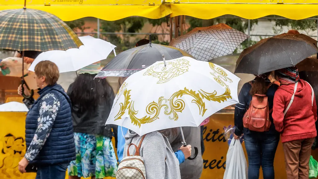 Wegen-Dauerregens-bestimmen-Schirme-das-Bild-auf-dem-Fischmarkt