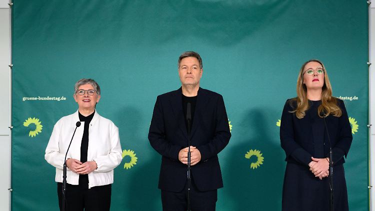 Die Fraktionsvorsitzenden Haßelmann und Dröge haben Kanzlerkandidat Habeck zu Gast.