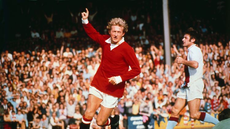 Immer und immer wieder jubelte Denis Law für Manchester United.