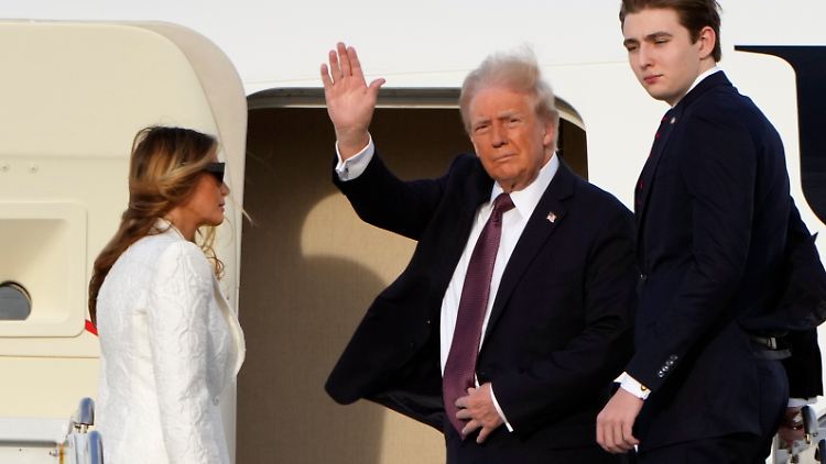 Donald Trump ist bereits mit Frau Melania und Sohn Barron in Washington eingetroffen.