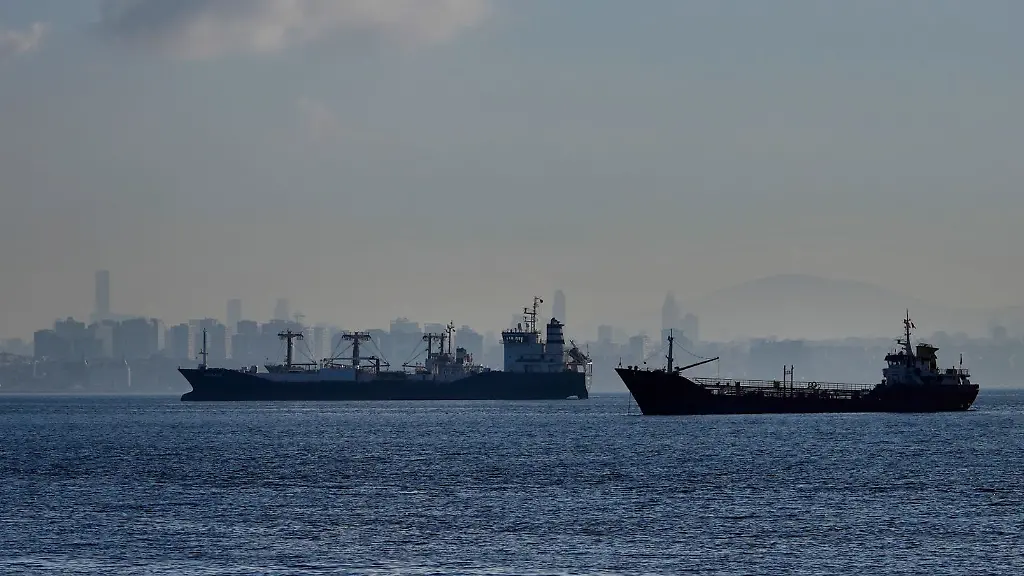 Frachtschiffe-warten-auf-die-Durchfahrt-durch-die-Bosporusstrasse
