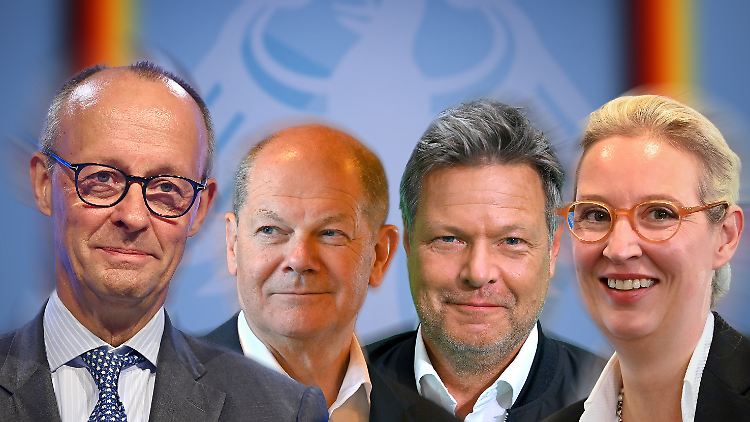 Wie würden sich Friedrich Merz, Olaf Scholz, Robert Habeck und Alice Weidel in Vierer-Duell schlagen?