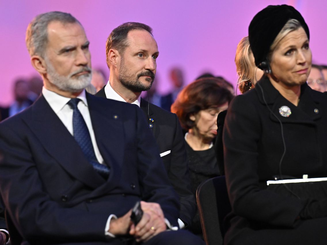 ... und während Royals wie König Felipe von Spanien, Kronprinz Haakon von Norwegen und Königin Maxima der Niederlande mit den Tränen kämpfen, ...