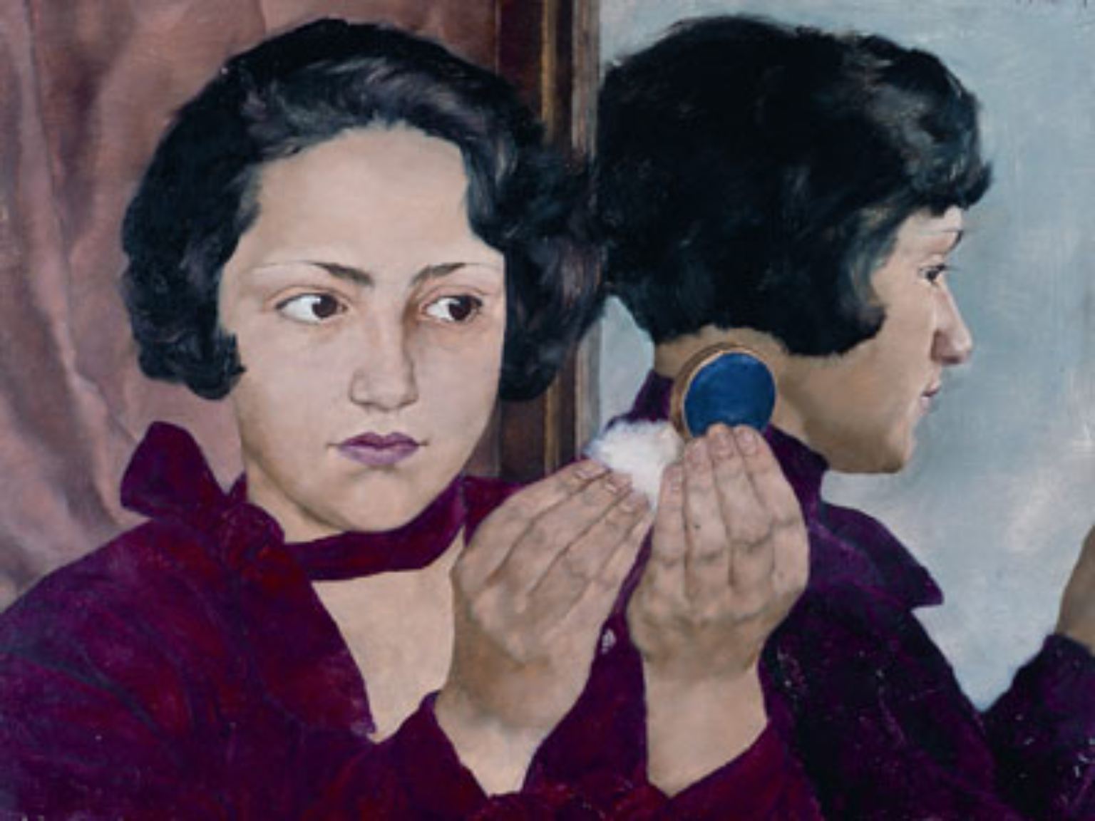 Spieglein, Spieglein an der Wand, wer ist die Schönste im ganzen Land? (Bild: © Lotte Laserstein, Russisches Mädchen mit Puderdose, 1928, Nybro Kommun, Schweden; Foto: Rolf Lind, Kalmar)