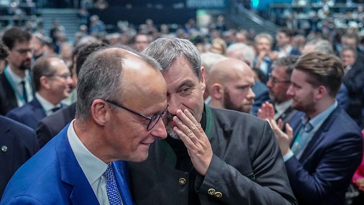 CDU-Chef Merz und CSU-Chef Söder sind sich derzeit einig. Für Schwarz-Gelb sieht es nicht gut aus. 