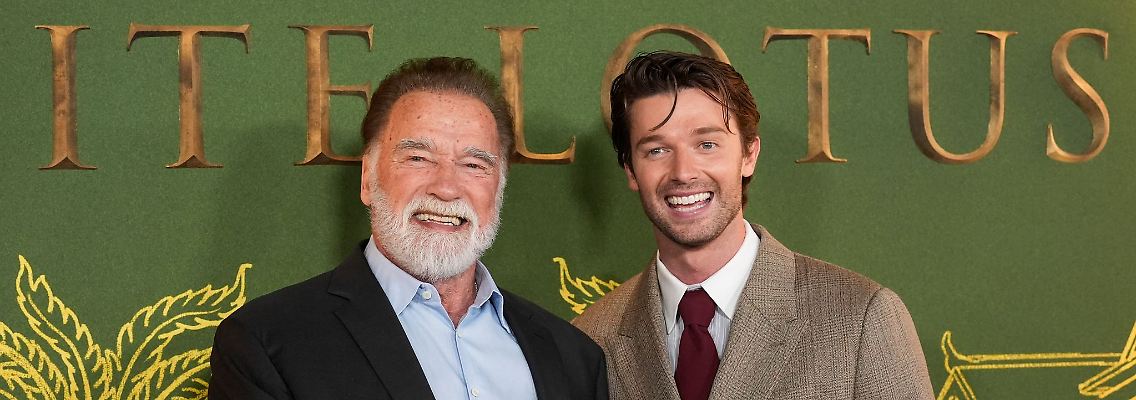 Arnold Schwarzenegger, links, und Patrick Schwarzenegger bei der Premiere der dritten Staffel von "The White Lotus".