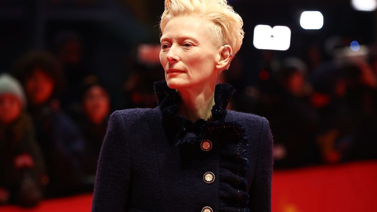 Tilda Swinton, auf dem roten Teppich der Berlinale.