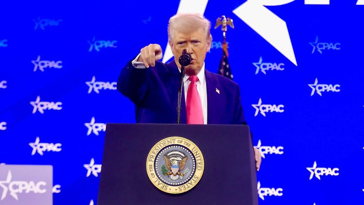 US-Präsident Donald Trump sprach auf der Conservative Political Action Conference (CPAC) in Maryland am Sonntag. 