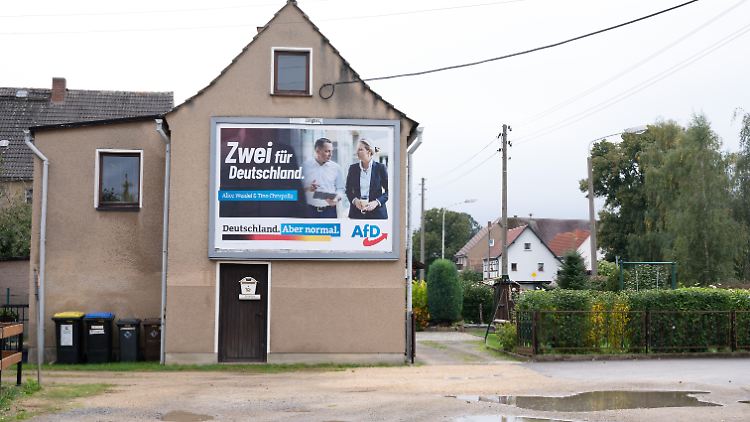 AfD-Werbung in einem Ortsteil von Görlitz. Die Partei gewann dort 46,7 Prozent der Zweitstimmen.