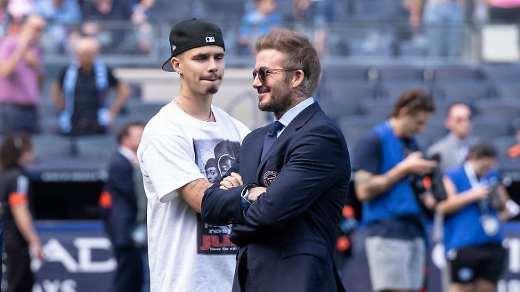 David Beckham und sein zweitältester Sohn Romeo.