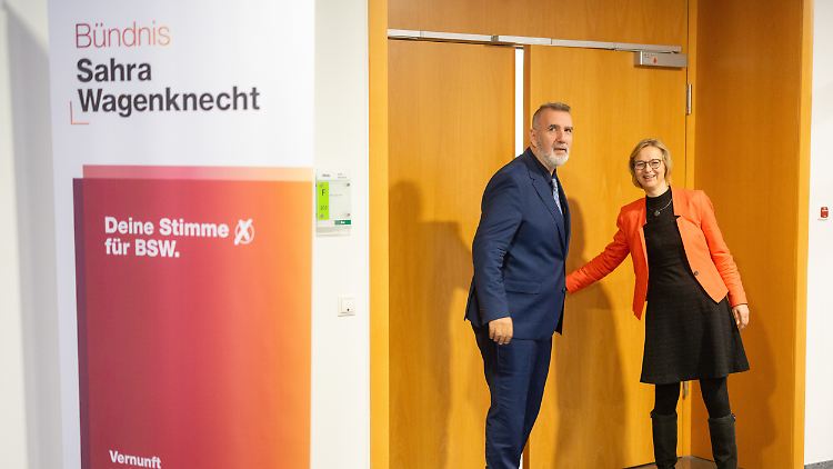 Sie leiten den Thüringer BSW-Verband: Steffen Schütz und Katja Wolf.