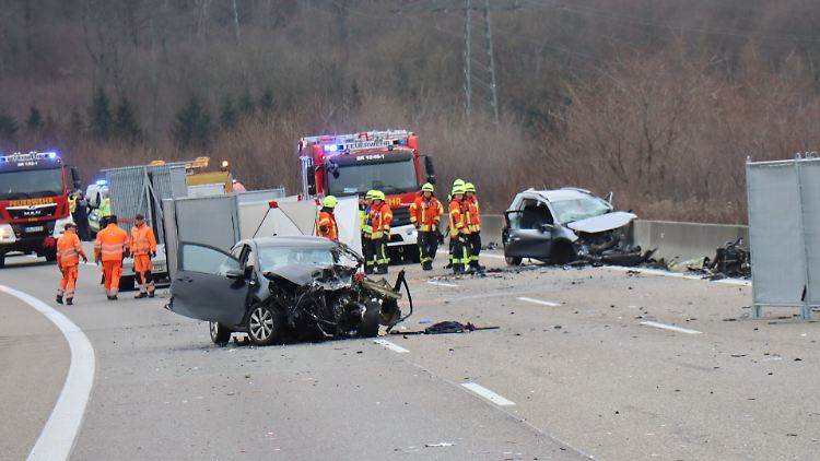Blick auf die Unfallstelle auf der A6.