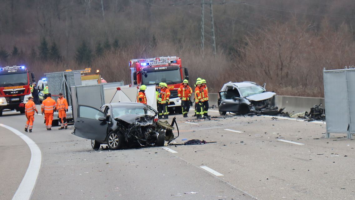 Blick auf die Unfallstelle auf der Autobahn 6.