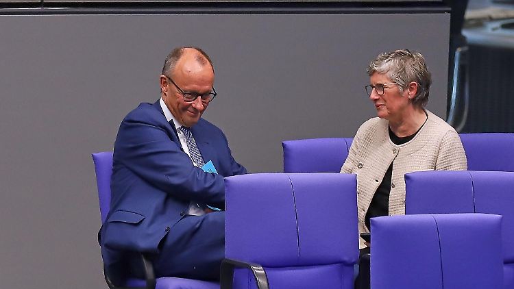 Haben zuletzt überraschend viel Zeit miteinander verbracht: Unionsfraktionschef Merz und Grünen-Co-Fraktionschefin Haßelmann. 