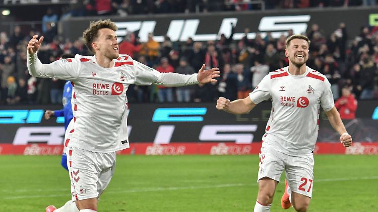 Luca Waldschmidt (links) schoss den Sieg des 1. FC Köln heraus.