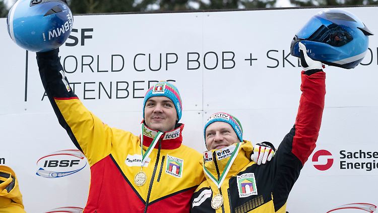 Simon Wulff (links) und Francesco Friedrich beim Weltcup in Altenberg. Wenig später wurde Wulffs positive Probe festgestellt.