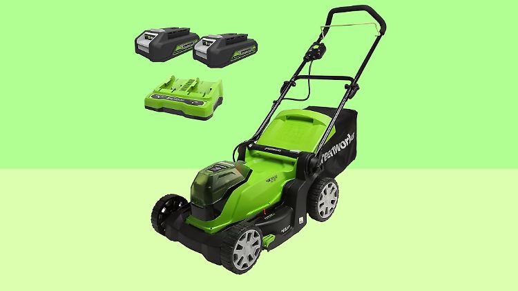 Kabellos, frei von Abgasen und günstig: Diesen Akku-Rasenmäher von Greenworks gibt es günstig bei Ebay.