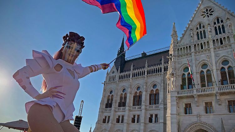 Vor dem Parlamentsgebäude demonstrieren zahlreiche Anhänger der Opposition.