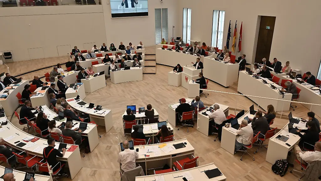 Daniel-Keller-SPD-Fraktionsvorsitzender-spricht-in-der-Debatte-der-Sitzung-des-Landtages