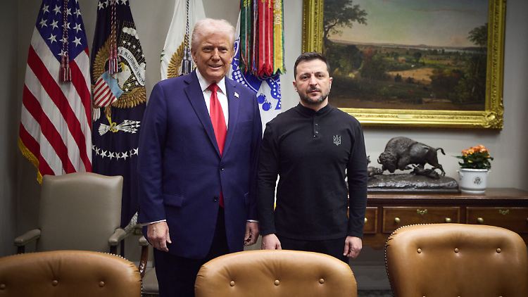 Selenskyj (r.) Ende Februar bei seinem Besuch in Washington. Wenig später kam es zum Streit. 