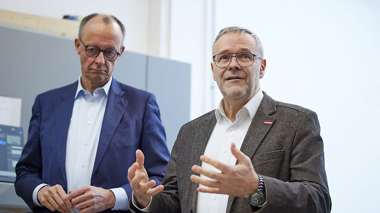 Handwerkspräsident Dittrich mit CDU-Chef Merz im Februar auf Wahlkampftour. 