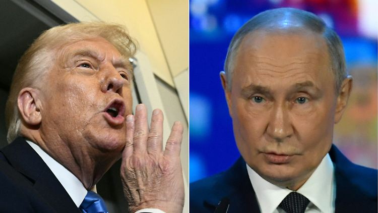 US-Präsident Trump dauert die "Einigung über die Beendigung des Blutvergießens in der Ukraine" zu lange und sieht die Schuld dafür bei Putin (rechts). 
