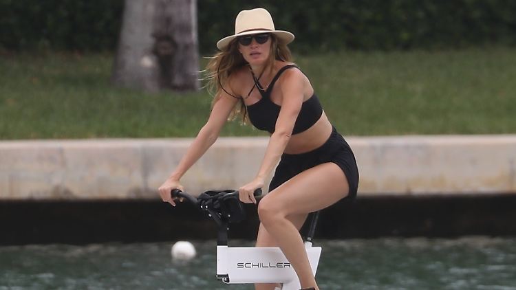 Tritt schon wieder in die Pedale: Gisele Bündchen.