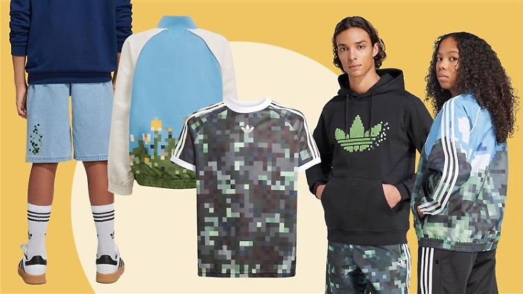 Adidas Originals x Minecraft: Passend zum Kino-Start von "Ein Minecraft Film" hat Adidas eine Kollektion in Pixel-Optik im Angebot.