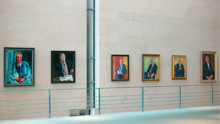 Von links nach rechts: Helmut Kohl bis Konrad  Adenauer.