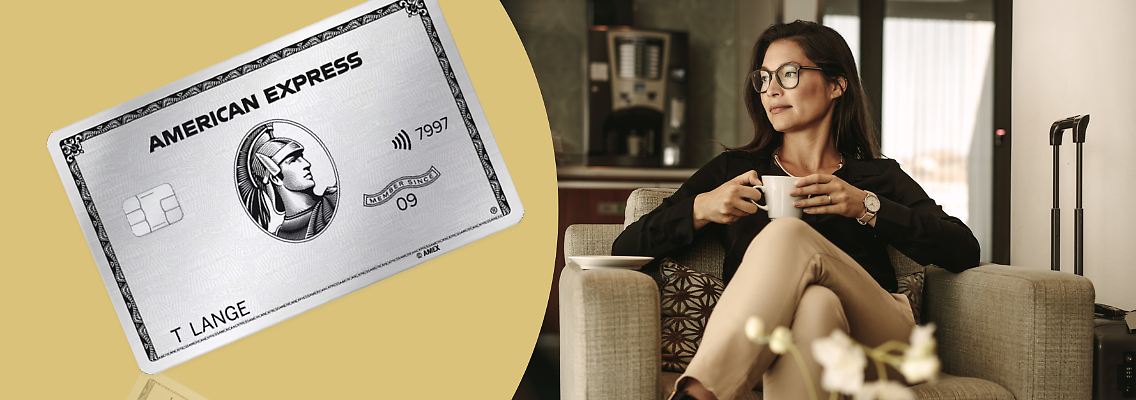 Mit der Amex Platin entspannen Karteninhaber vor dem Abflug in der Flughafen-Lounge.
