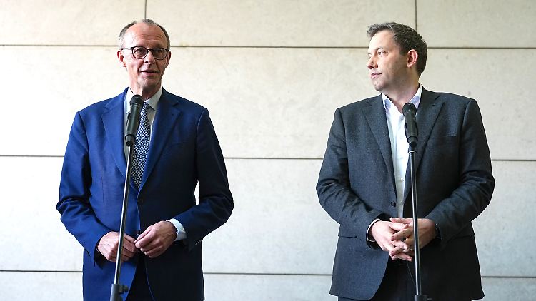 CDU-Chef Merz und SPD-Chef Klingbeil stehen kurz vor der Einigung.