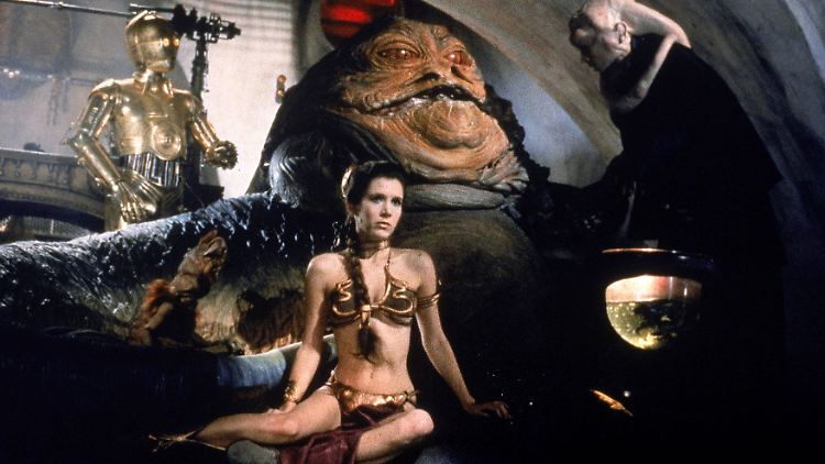 Prinzessin Leia alias Carrie Fisher in dem Bikini, den "Star Wars"-Fans nie vergessen haben.