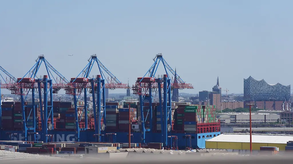 Ein-Containerschiff-wird-am-Container-Terminal-Tollerort-abgefertigt