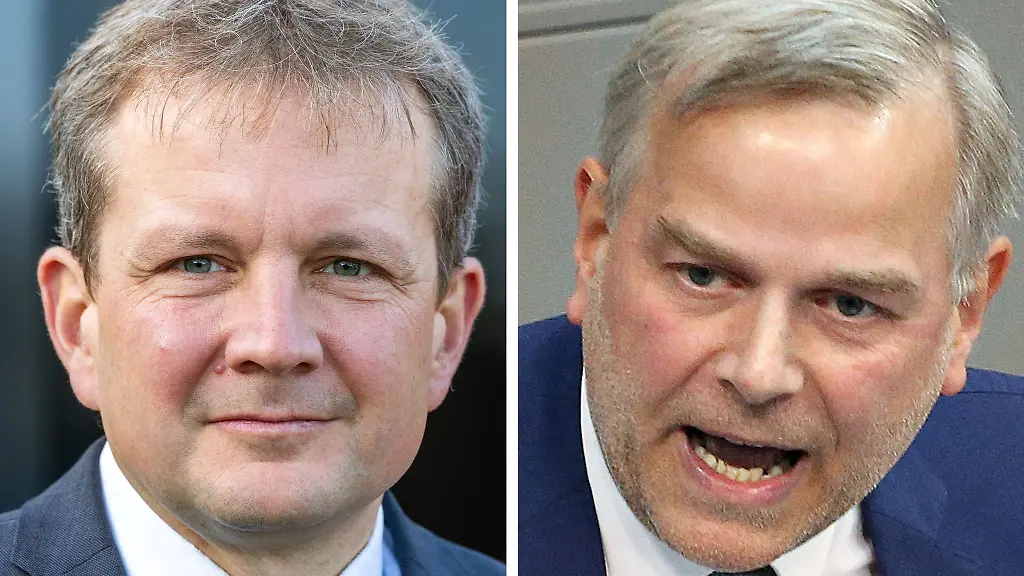 Die-Bildkombo-zeigt-Rico-Badenschier-l-SPD-Oberbuergermeister-von-Schwerin-und-Leif-Erik-Holm-Landesvorsitzender-der-AfD-in-Mecklenburg-Vorpommern