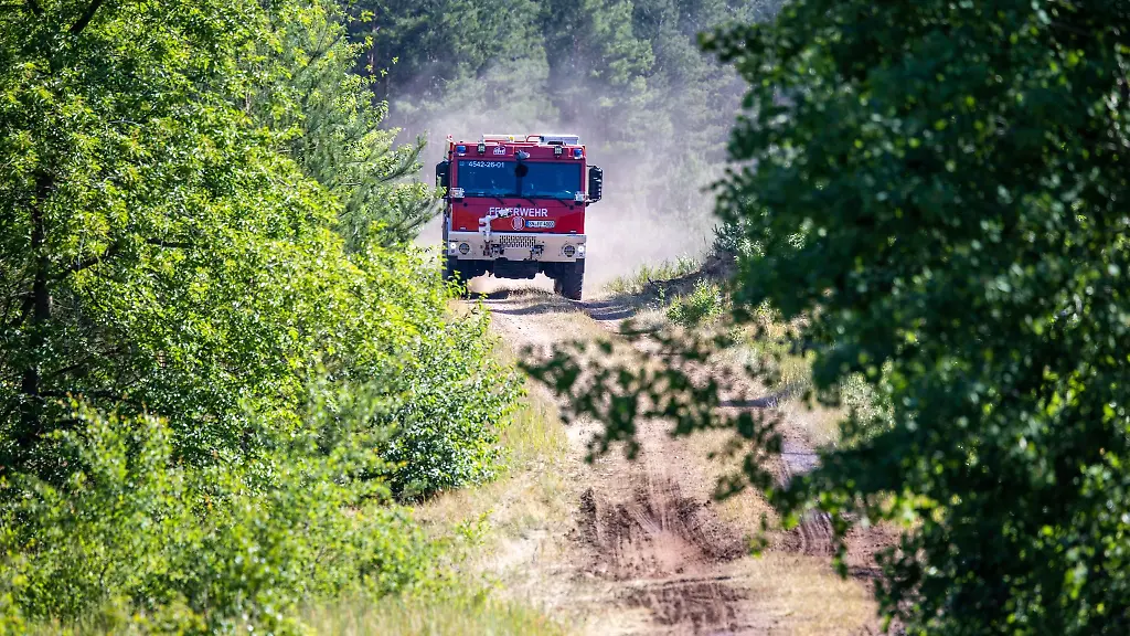 Ein-spezielles-Loeschfahrzeug-ist-bei-einem-Loescheinsatz-im-Waldbrandgebiet-im-Einsatz