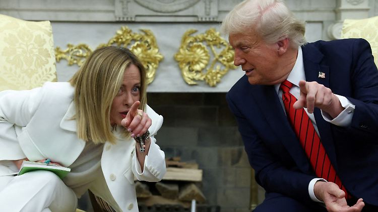 Meloni und Trump zeigten sich in Washington guter Stimmung.