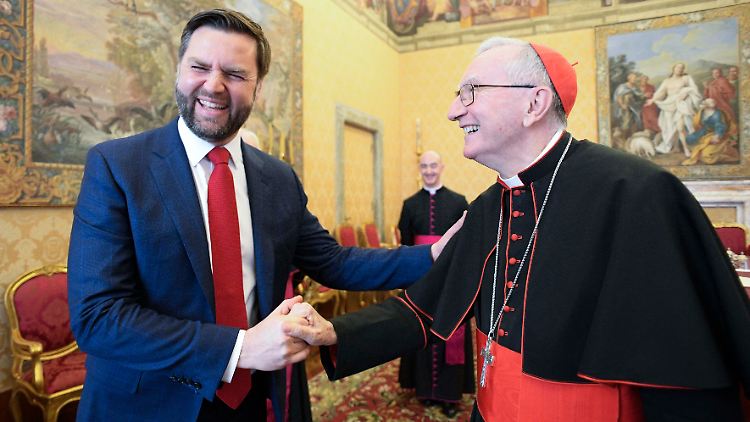 Kardinalstaatssekretär Pietro Parolin empfing den US-Vize Vance (l.).