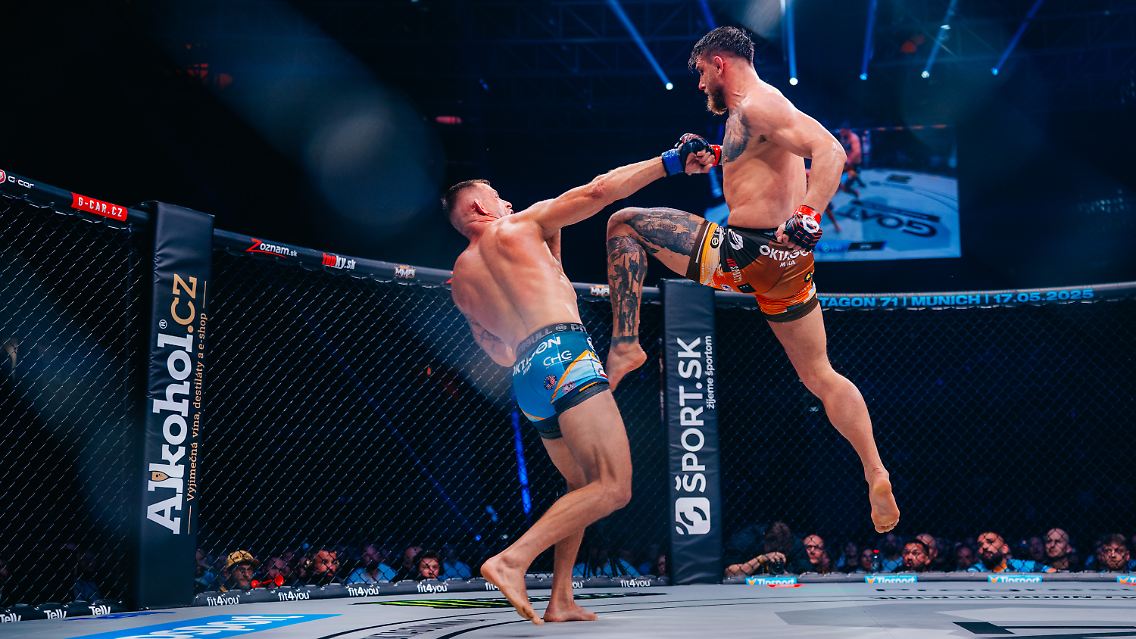 Zwar kein vorzeitiges Ende, dafür aber drei Runden technisch hoch anspruchsvolles MMA zeigten Krzysztof Jotko (l.) und Ion Surdu. Nach Punkten sicherte sich...