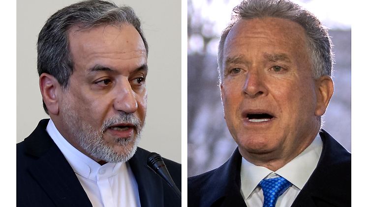 Irans Außenminister Araghtschi und der US-Sondergesandte Witkoff verhandeln in getrennten Räumen und kommunizieren schriftlich. 