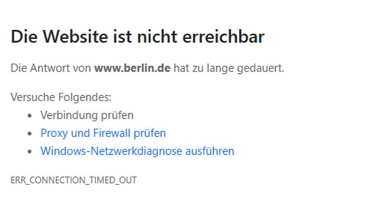 Nichts zu sehen: Wer berlin.de sucht, findet zumeist eine Fehlermeldung.