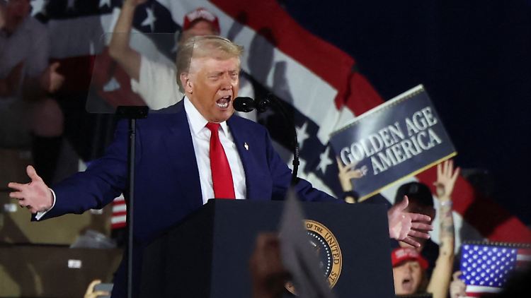 US-Präsident Donald Trump lässt sich im Bundesstaat Michigan bejubeln.